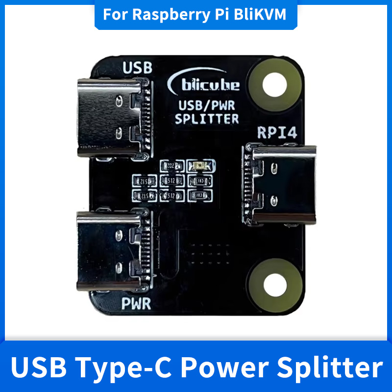 USB Power Splitter voor Raspberry Pi Board BliKVM KVM over IP HDMI-compatibel 1 IN 2 CSI Type-C Interface Power Adapter