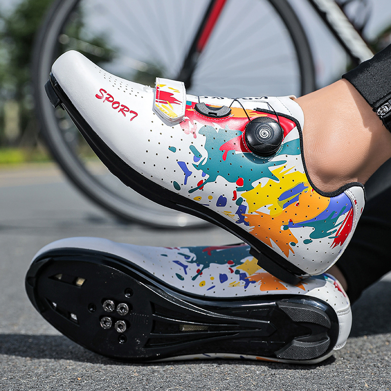 2025 MTB Radfahren Schuhe Männer Berg Schuhe Rennen Straße Fahrrad Flache Klitoris Sneaker Klampe Frauen Schmutz Geschwindigkeit Route Fahrrad Radfahren Spd: Elfenbein / 46
