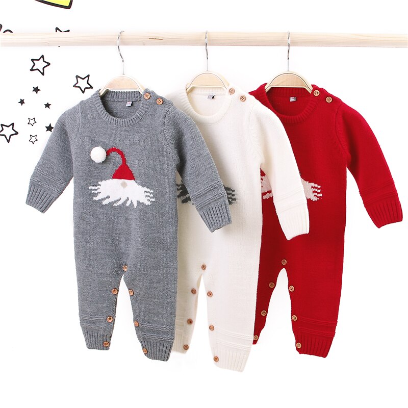 Xmas Jumpsuit Jongen Meisje Winter Gebreide Lange Mouw Jumpsuit Playsuit Rompertjes Warm Katoen Tops Kleding Baby Outfits