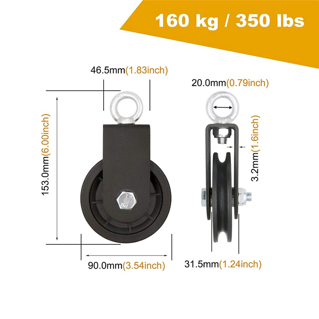 Silent Gym Cable Pulley, 360 Rotation Smooth Pulley, DIY Attachment for Home Gym Pulley System, Equipment Replacement