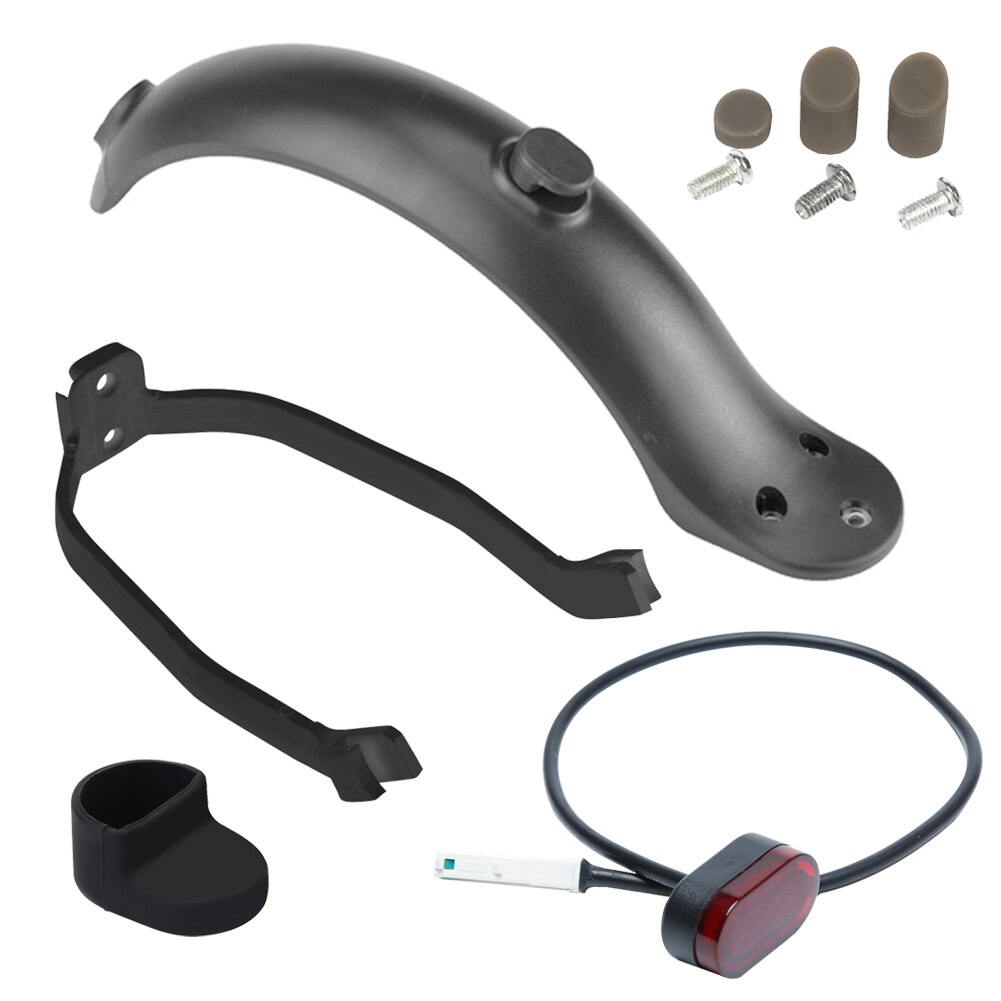 Guardabarros trasero para patinete eléctrico, juego completo de accesorios para Scooter Xiaomi M365, soporte de luz trasera: Negro