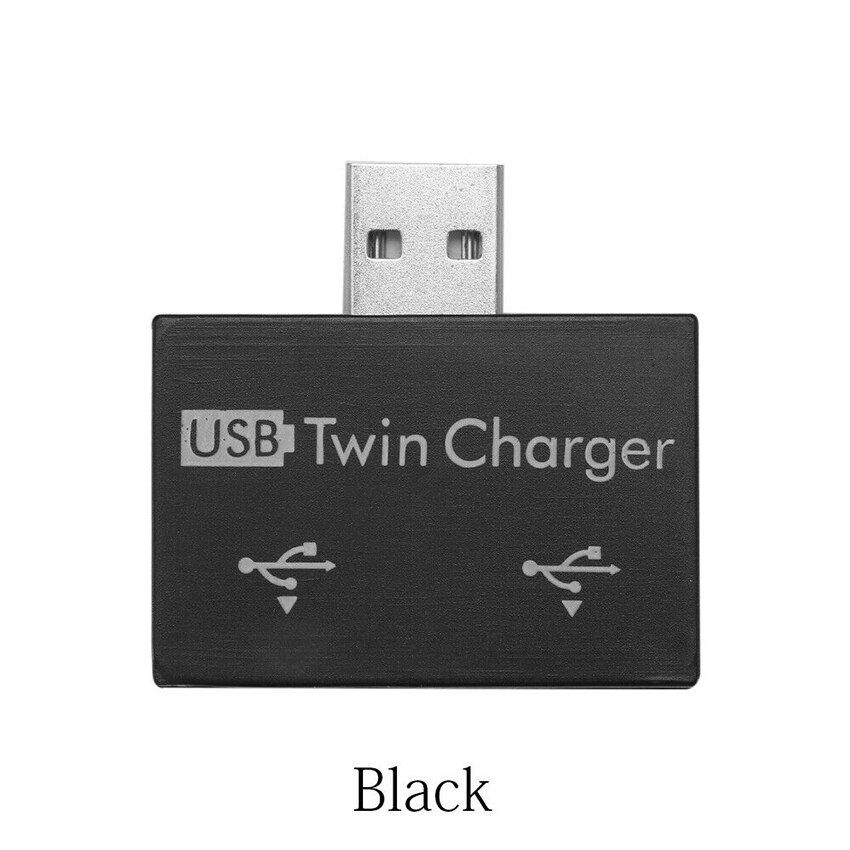 Portable Mini 2 Port USB Hub Charger Interface Splitter Hub Adapter Dual USB Charging Extender Cable for Phone Laptop Computer: Black
