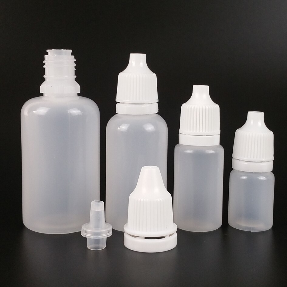 5Ml 10Ml 15Ml 20Ml 30Ml 50Ml Dropper Flessen 100 Stks/partij Pe Materiaal lege Plastic Squeezable Eye Liquid Dropper