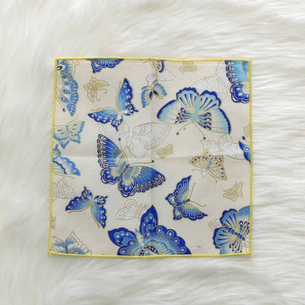 Serviette de poche Style japonais et vent en coton tissu fait à la main Satin bronzant vagues de papillon mouchoir de fleur de cerisier