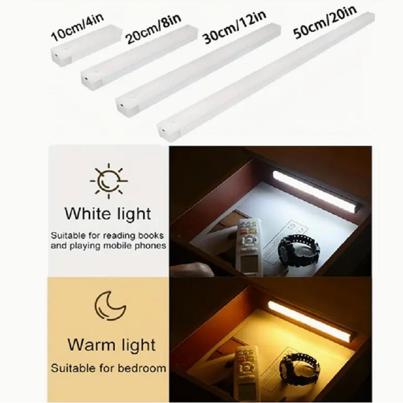2 st trådlös led-ljusramp med rörelsesensor, uppladdningsbar magnetisk nattlampa för korridor, köksskåp, trappor, garderob
