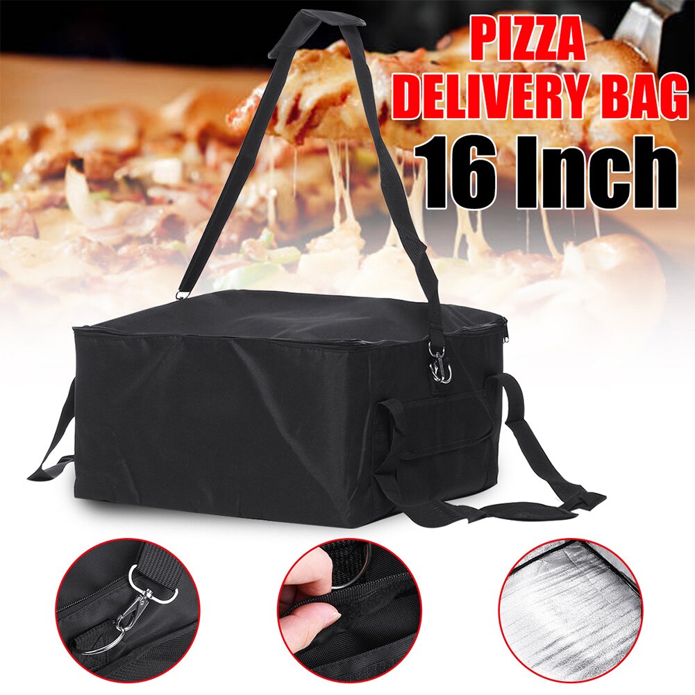 16 Inch Draagbare Opbergdoos Container Sterkte Verse Voedsel Oxford Doek Pizza Levering Zak Duurzaam Thermische Houder Rode Geïsoleerde