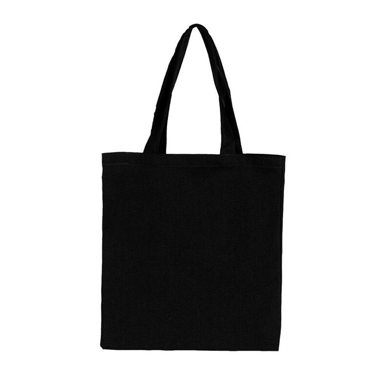 Canvas Fabric Shopping Handbag Eco Reusable Supermarket Tote Portable Carrier Large Capacity Grocery Storage Shoulder Bag: black
