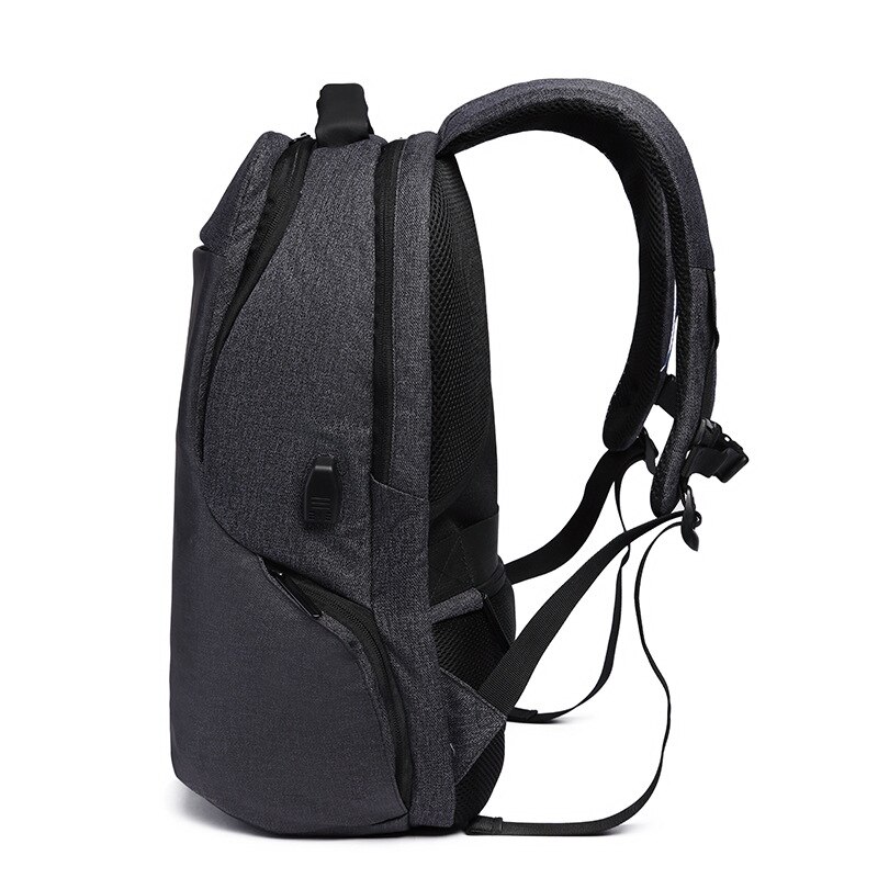 Heren rugzak student schooltas laptop rugzak multifunctioneel heren zakelijk reizen usb opladen 15.6 inch solide