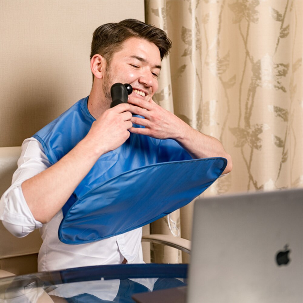 Tablier de rangement pour cheveux cassés, pour adultes, pour permanente, teinture, coiffure, accessoires de Salon, Clip de coupe: Shaving bib blue