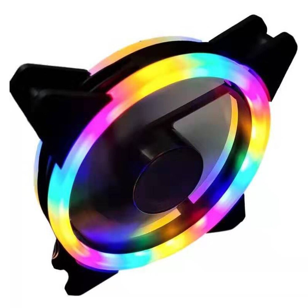 Universal computer RGB fan 120mm 15LED light Dual Aperture Silent PC Computer Case Cooling Fan Cooler: Rainbow