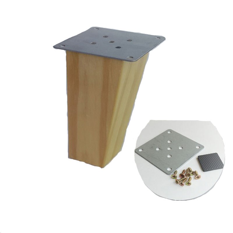 8/4/2 stk træmøbelben egetræ retvinklet skab bord seng fødder jernpuder pakninger skruer 80/100/120/150mm højde