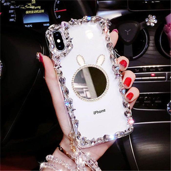 Brillant Strass Diamant Étincelle Bling Étui De Téléphone Miroir Pour Samsung A8 Plus A6 A7 A9 A10S A20S A30S A12 A21 A31 A32 A22: For A750 A7 2018