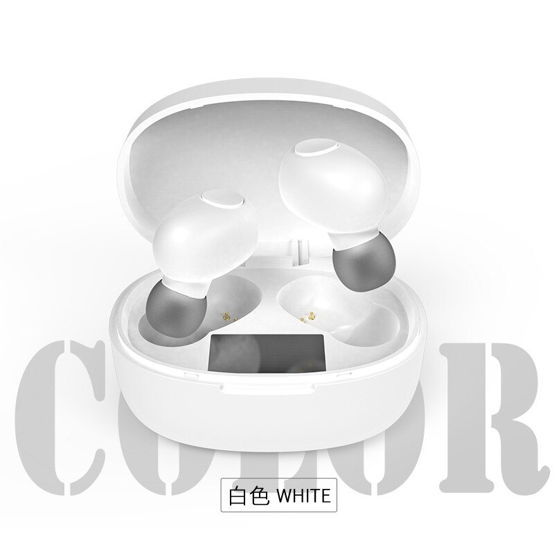 T12 Bluetooth Headset 5.0 Tws Draadloze In-Ear Batterij Indicator Sport Water Afvoer Draadloze Oortelefoon: Ivory White