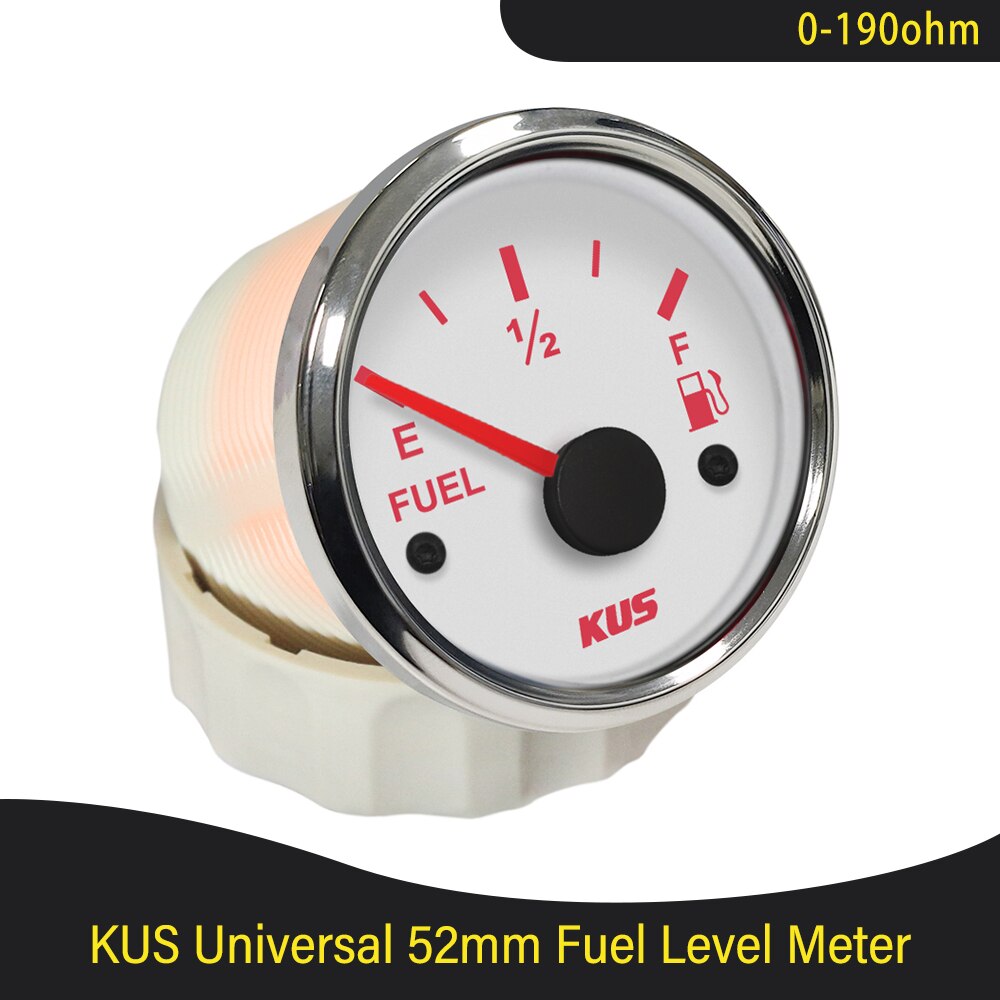 KUS 52mm 0-190 ohm 240-33 ohm Boat Fuel Level Gauge Waterproof Car Fuel Gauge with Red/Yellow Backlight fit Car Motorcycle Boat