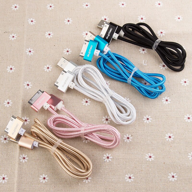 SUPTEC 30 Pin USB Cable for iPhone 4s 4 Metal Plug Nylon Braided Wire Charger Cable Fast Charging Data Sync Cord for iPad 2 2M
