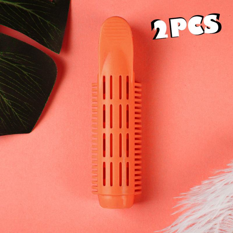 2 uds, rizador de pelo para el cuidado del cabello, rizador de pelo de plástico sin calor, herramienta de peinado para rizar el cabello, suministros de peluquería DIY, pinzas de pelo mullidas: orange
