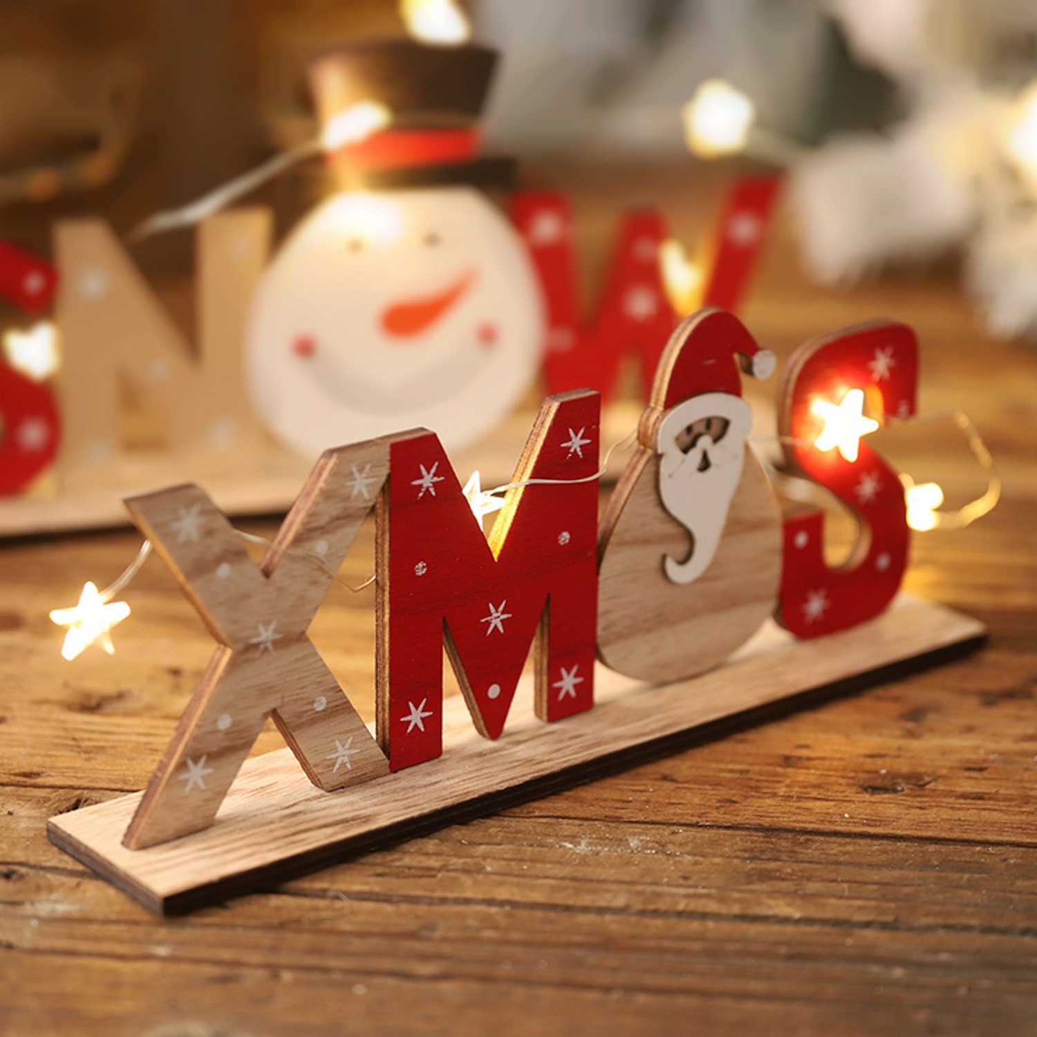 Rustik juletræsskilt noel sne xmas brev plak dekorationer bord desktop ornament til fest hjemme cafe indretning