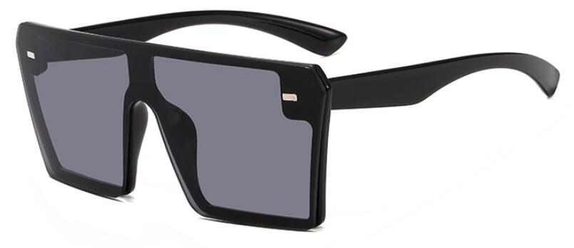 Kantløse overdimensionerede kvinder solbriller firkantede mærke solbriller med stort stel til kvinder  uv400 solbriller oculos masculino: Sort grå