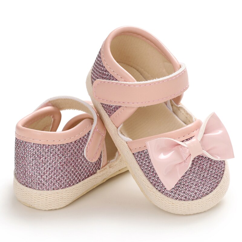 enfant en bas âge bébé fille berceau chaussures PU nœud semelle souple chaussures princesse bébé fille anti-dérapant bébé chaussures -né 0-18M: Rose / 11cm 0-6 Months