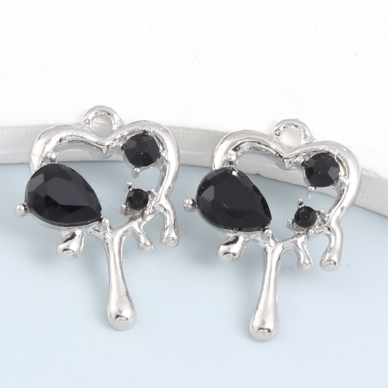 5 stks Mode Hart Cherry Cross Emaille Bedels Y2K Stijl Dark Gothic Hangers Voor Maken Handgemaakte DIY Bevindingen Sieraden: Licht Geel Goud Kleur