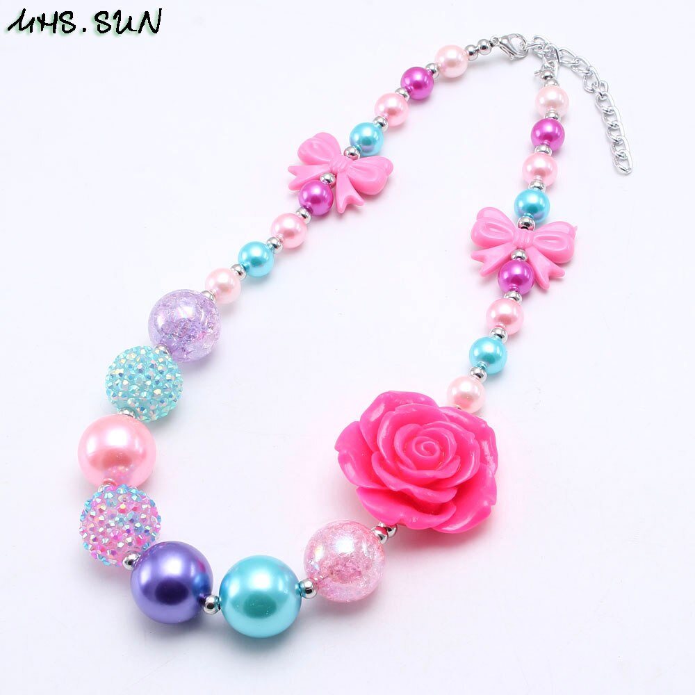 MHS.SUN-collar con cuentas de flores para niños, Gargantilla gruesa de colores, para , 1 unidad