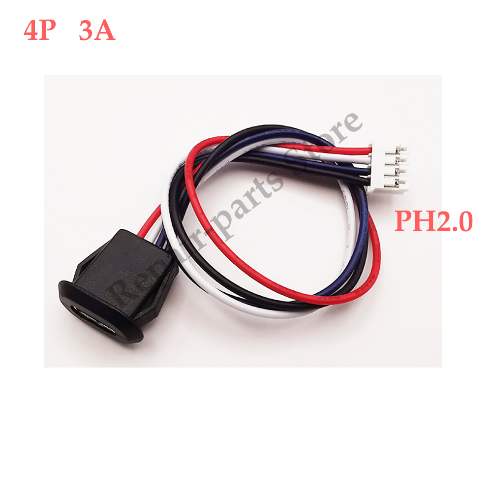 2 ~ 10PCS USB Typ-C Wasserdichte USB Stecker Direkte kompression weibliche basis Buchse Lade Interface Mit schweißen Draht: Orange / Unter 5 Stücke