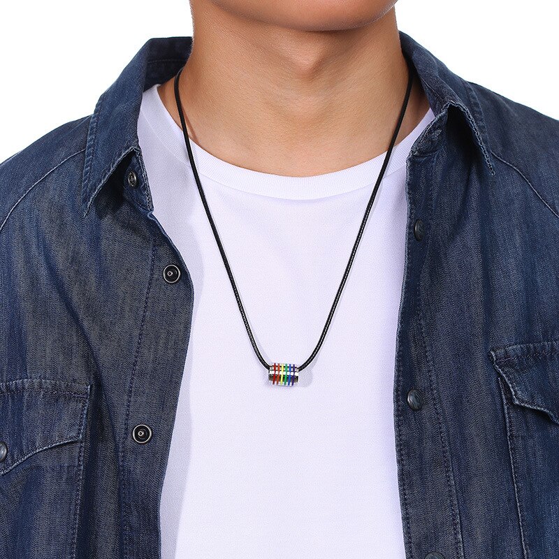 Regenboog Gay Pride Lgbt Rvs Driehoek Ketting Vrouwen Vriendschap Kettingen Mannen Hanger Sieraden: MJZ002802