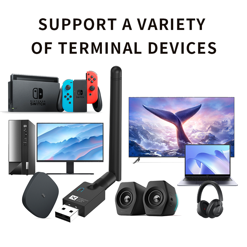 USB BT 5.2 Adapter Black , USB Wireless Audio BT Transmitter Receiver Support Win7/8/10/xp32/64bit Linux MACOS