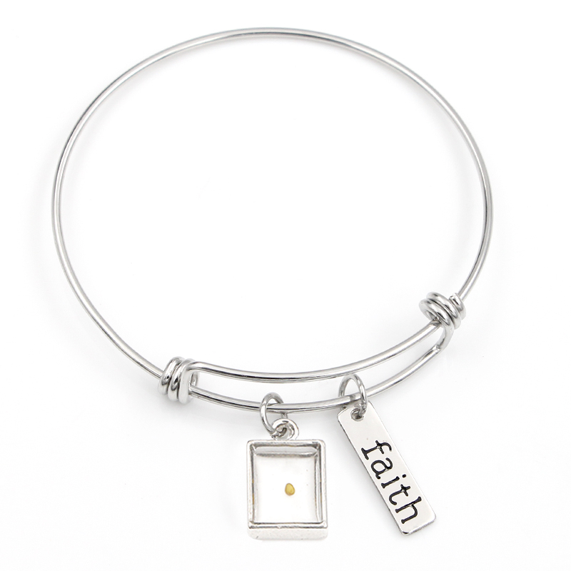 Villwice Real Mosterd Zaad Bangle Armbanden Geloof Zo Klein Als Een Mosterdzaad Sieraden Voor Christian Inspirational: DZSZ-006