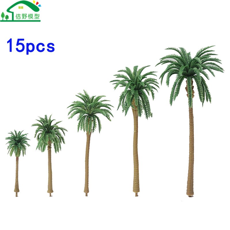 15Pcs/Lot Miniature Plastic Coconut Trees architectural sand table train model landscape scenery layout Ho scale tree material N