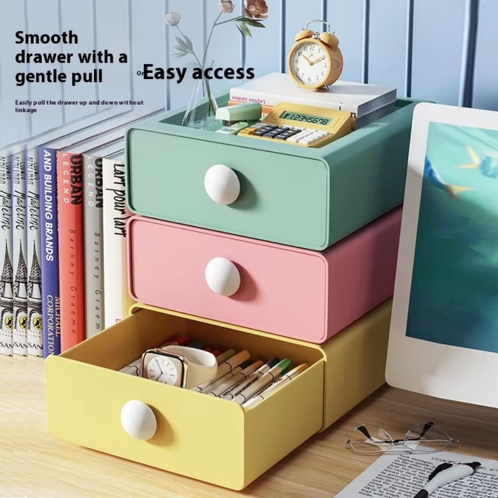 Desktop Storage Box Colourful Desktop Organizer Drawer High-capacity Sundries Organizers Boxes Dormitory Desk Storage Container