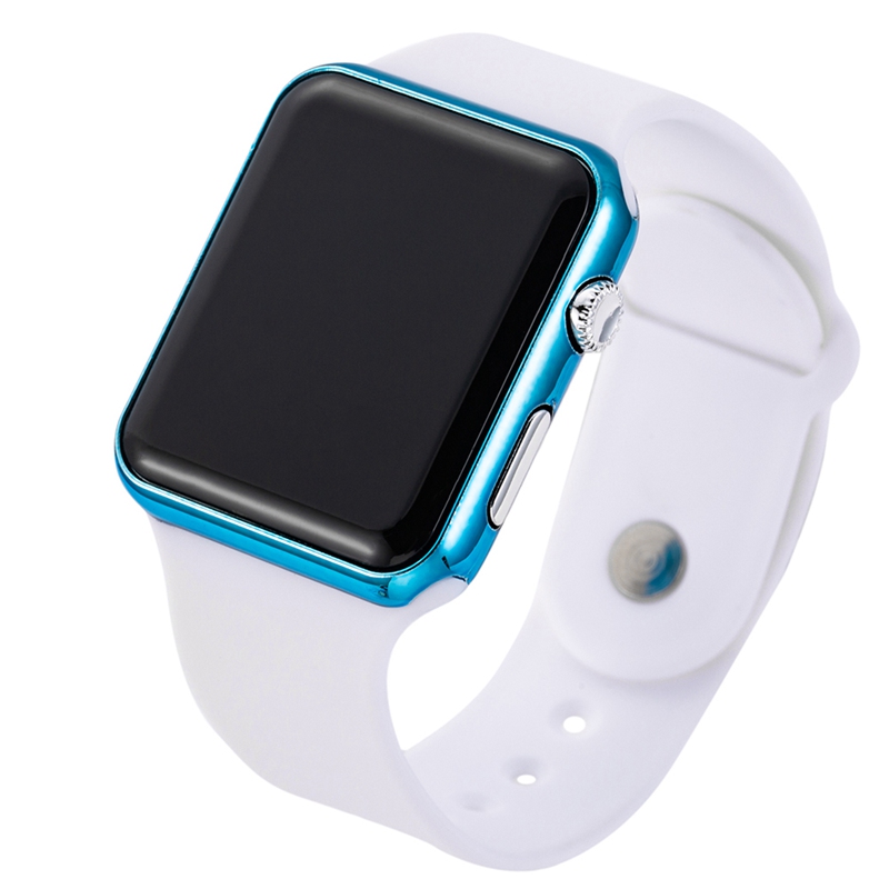 Sport Digitale Horloge Mannen Vrouwen Horloge Led Elektronische Horloge Mannen Vrouwen Horloges Dames Siliconen Band Klok Relogio Digitale: white blue