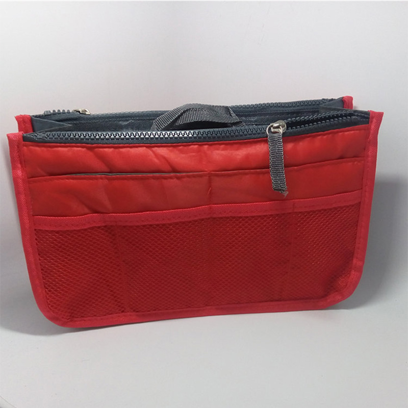 Travel Organizer Insert Bag Women Nylon Organizer Handbag Purse Large Lady Makeup Cosmetic Bag Female Wash Bag: Red