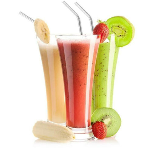 4 Uds de Metal de acero inoxidable pajita para beber pajillas reutilizables + Kit de cepillo limpiador