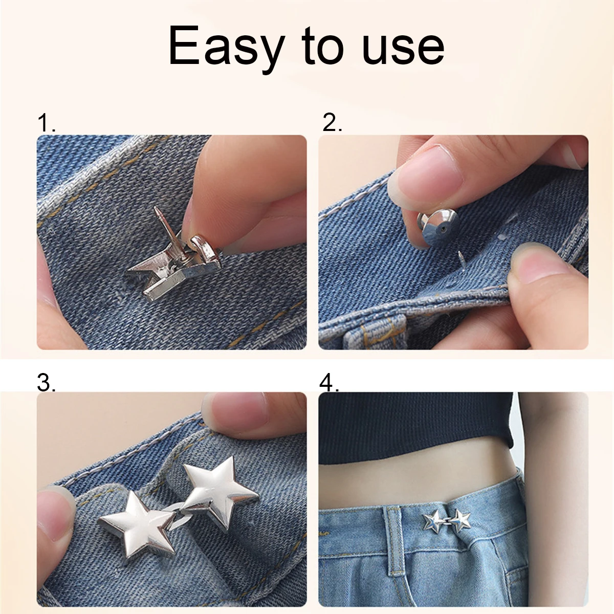 1 paire de boutons en jean, Clips réglables pour pantalons, jupes, tendeur de taille, boucle, bouton-pression, broche de pantalon, bouton rétractable