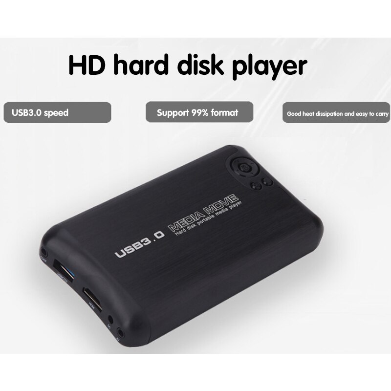 Lecteur multimédia HDMI 1080P lecteur multimédia Full HD USB3.0 lecteur de carte SD/HDD avec disque dur SATA 2.5 pouces intégré (prise ue)