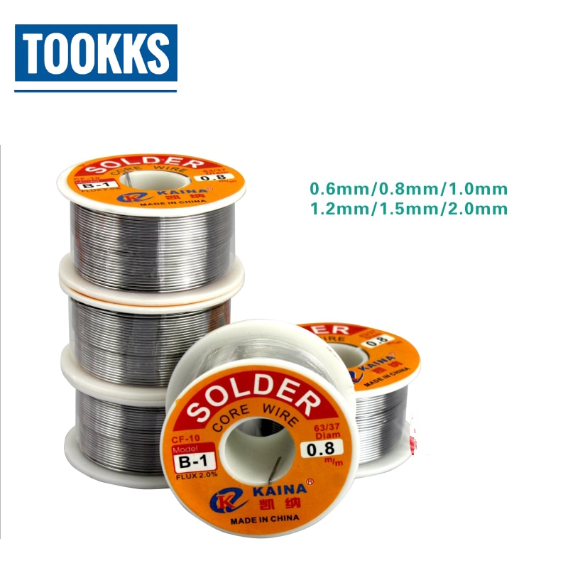 2 stks/partij KAINA 63/37 0.8mm 100g Tin Soldeer Lassen Iron Wire Rosin Core Flux Reel Sodering Accessoires