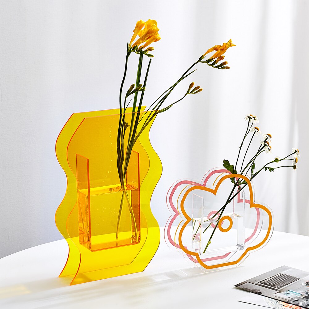Vase en acrylique Transparent, décoration nordique, décoration de Table pour la maison, salon, chambre à coucher, décoration de bureau,