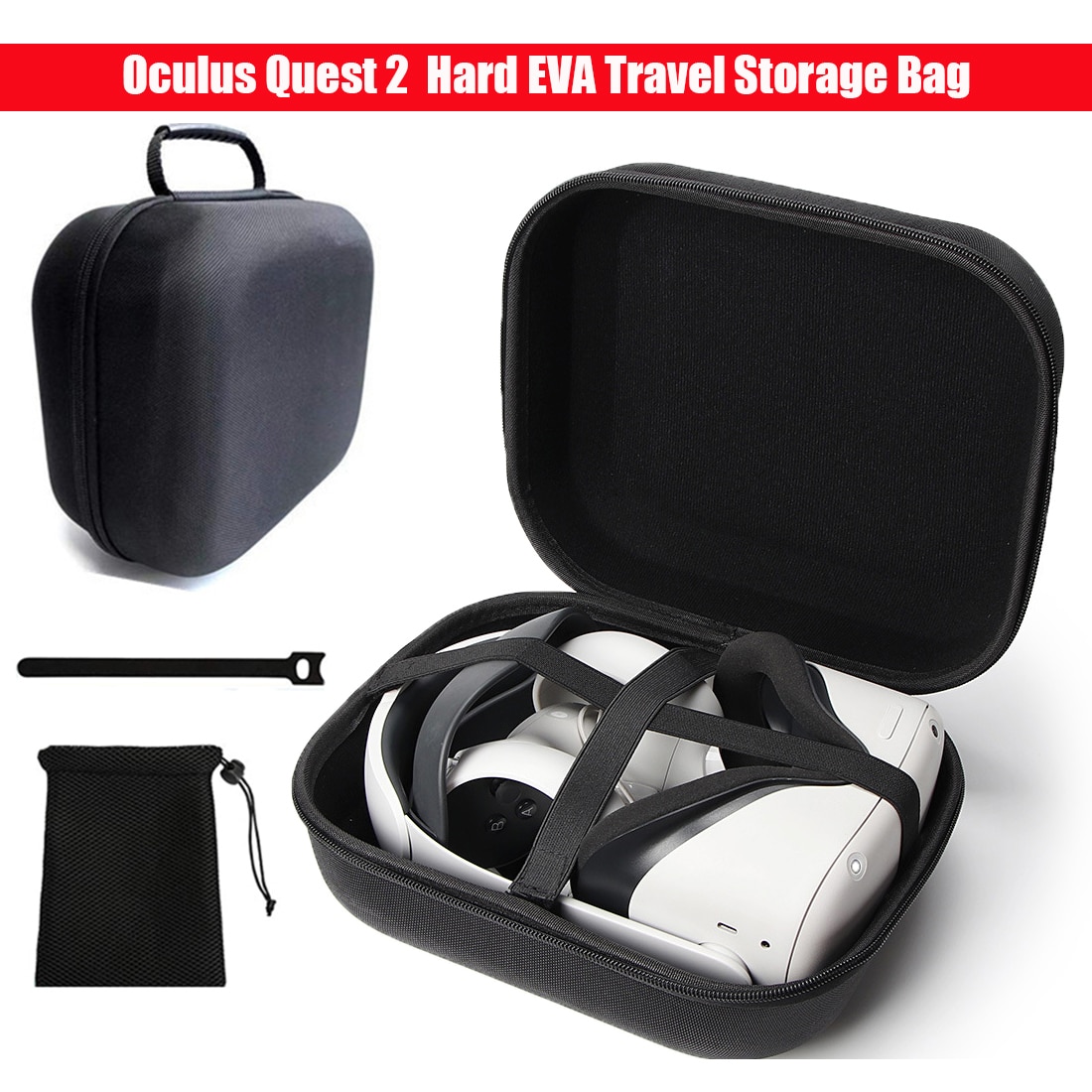 Die oculos quest 2 vr headset-hartschalen-reisetasche aus eva-material kann auch zur aufbewahrung von gomrvr/bobovr  m2 -kopfband, controllern und zubehör verwendet werden.
