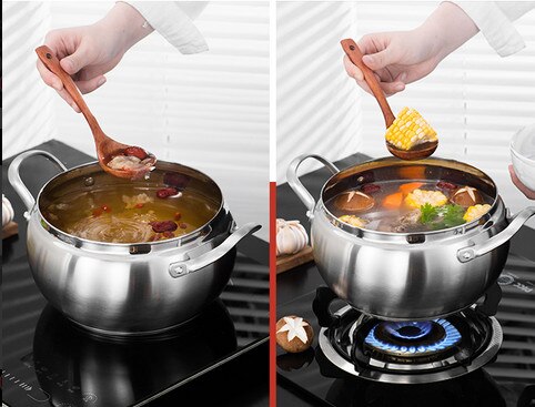 Stainless Steel Pot Hotpot Induction Cooker Gas Stove Pot Home Kitchen Cookware Soup Cooking Pots for cooking milk chaffing dish