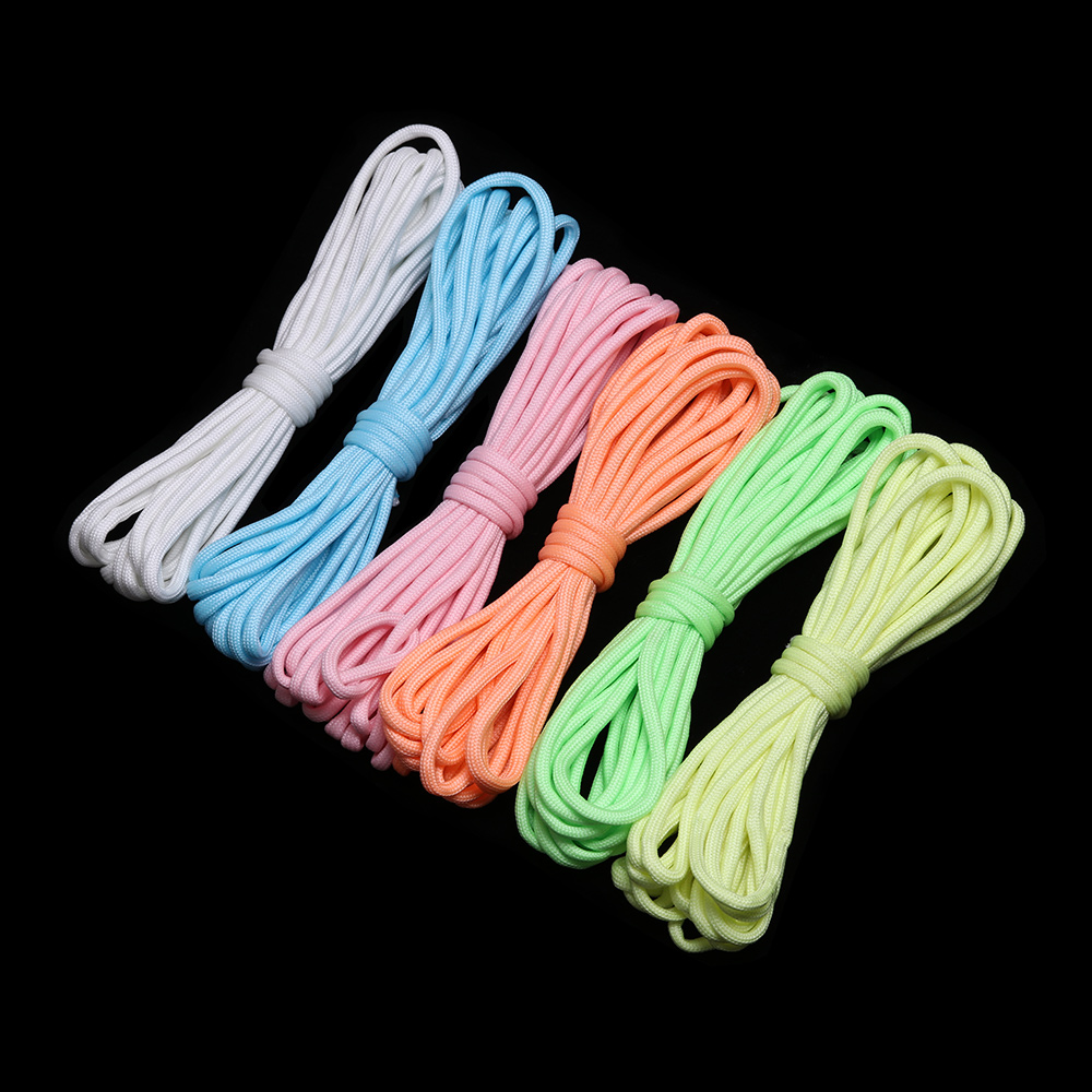 Alta qualità 25/50/100FT metri sopravvivenza Paracord corda luminosa campo bagliore Paracord 550LB 9 fili cordino corde corde all&#39;aperto