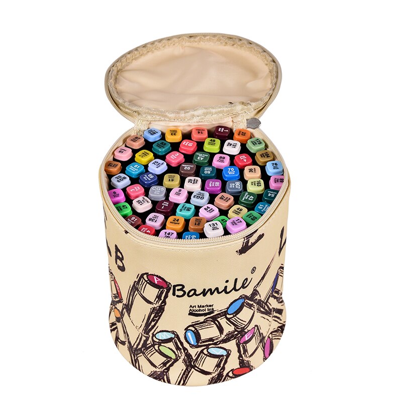 Marker Pen Case Holder for 30/40/60/80 Markers Organizer Multifunctional Zipper Storage Carrying Bag with Pattern