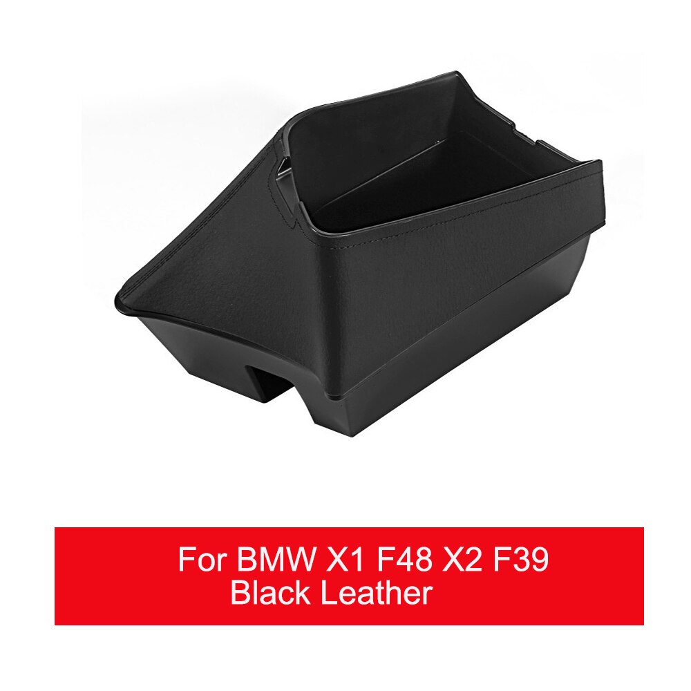 Lhd bil centralt sæde armlæn boks konsol opbevaring container organisator bakke interiør til bmw  x1 f48 x2 f39 -21 bil tilbehør: Sort læder