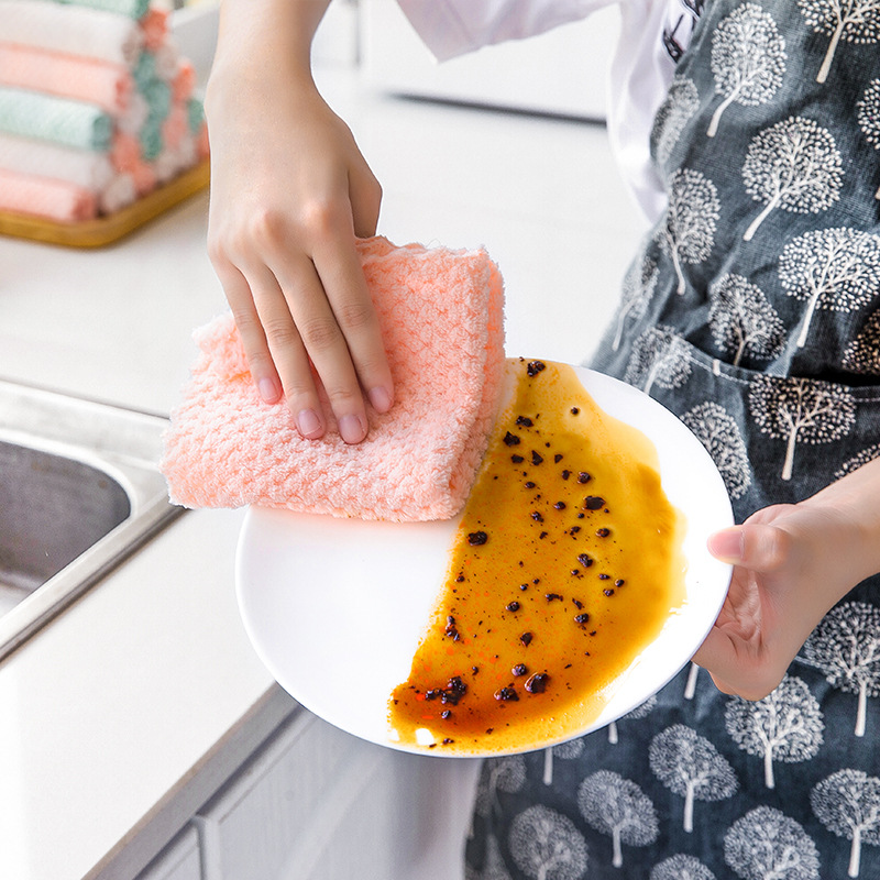 1 stk slikfarver tykkere stærk absorberende blød skurepude køkkenrengøringsopvaskehåndklæde tør og våd husholdningsklud
