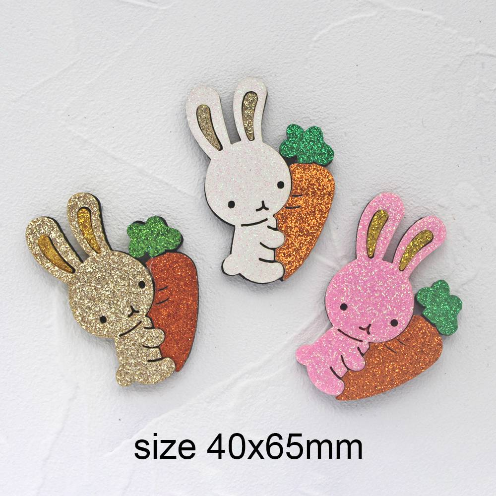 10 szt. Brokatowy króliczek filc dla DIY niemowlę dziewczynka Królik utrzymać marchewka akcesoria Kawaii wielkanocne sierść zwierzęca nakrycia głowy dzieci: Złoto