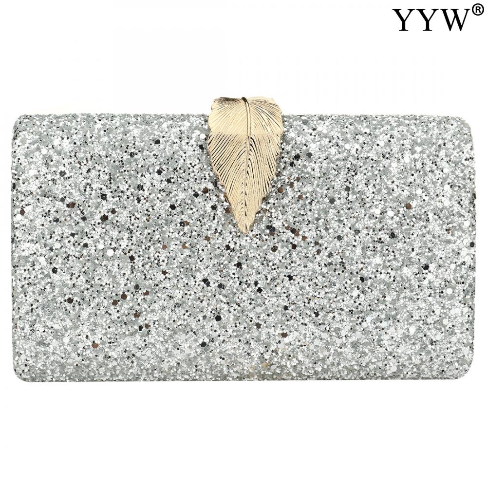 Elegante Avond Clutch Portemonnee Beroemde Box Tas Met Ketting Effen Kleur Schouder Crossbody Tassen Voor Vrouwen Gold Sliver Koppelingen: Sequins silver A