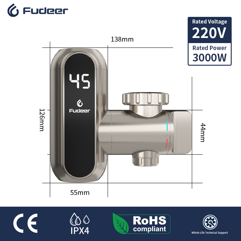 Fudeer 220V Water Heater Bathroom Accessories Electric Water Heater Kitchen Faucet Conector Instant Water Tap Adapter: black