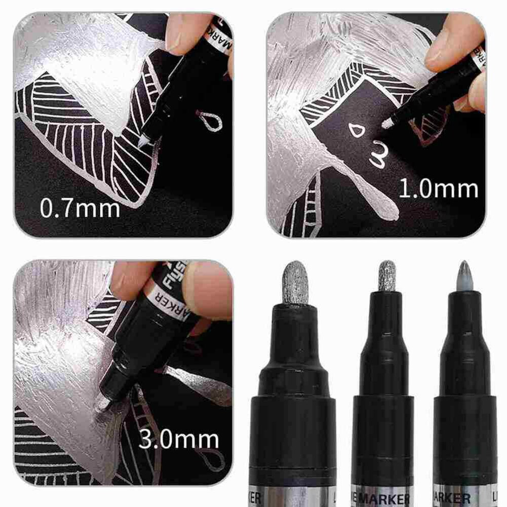 Stylo de peinture réfléchissant, argent, or, cuivre, marqueur Permanent, étanche, encre brute, pointe miroir, effet métallique, stylos de peinture artisanaux