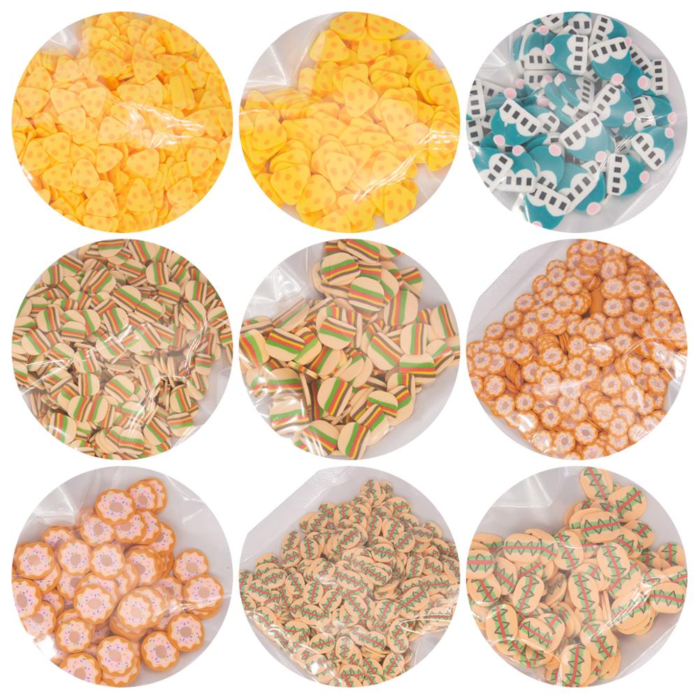 30g pan, pizza, queso, forma de hamburguesa rebanadas de arcilla polimérica rociadores para manualidades Fabricación de bricolaje Slimes relleno de resina acrílica