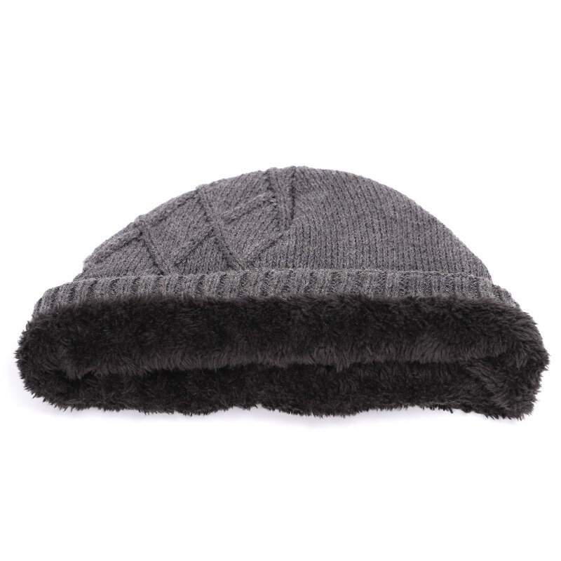 XHBOY Brand Knit Beanie Hat Plaid Stripes Men's Winter Hats Warm Plus Velvet Thicken Hedging Cap Skullies Bone Male